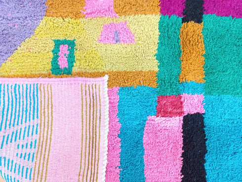 Artistic Colorful Moroccan Rug – Handmade Boho Wool Carpet - Shop Now